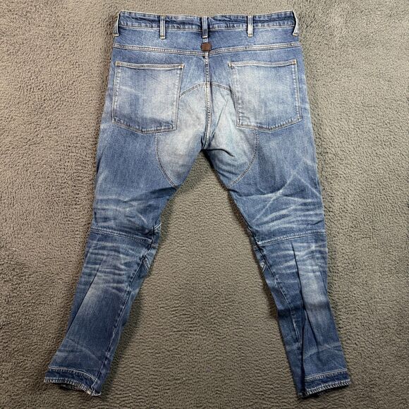 G Star Jeans Mens 38x34 Blue 5620 3D Tapered Medium Wash Stretch Slim Fit Denim - Picture 9 of 16
